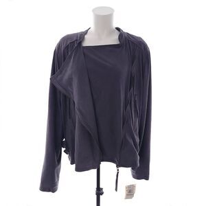 Democracy Womens Size 3XL Gray Long Sleeve Full Zip Faux Suede Jacket